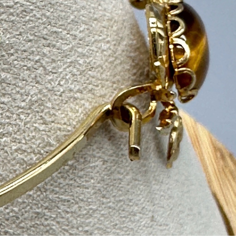 Tiger's Eye Crab Gold Tone Boho Beach Nautical Bangle Bracelet Sz 5.75 - Picture 6 of 7